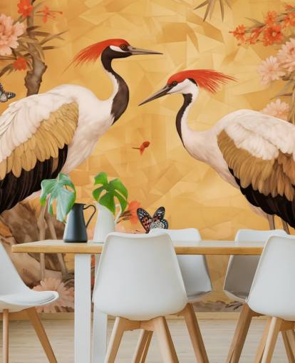 Des grues dansent dans la forêt japonaise Des grues dansent dans la forêt japonaise