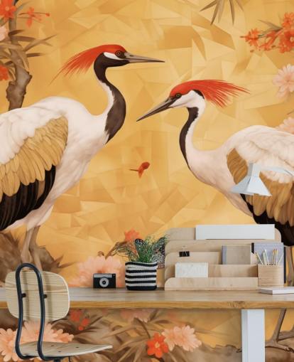 Kraniche tanzen im japanischen Wald Kraniche tanzen im japanischen Wald