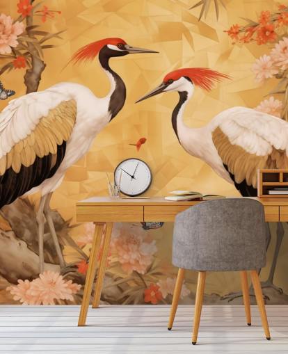 Des grues dansent dans la forêt japonaise Des grues dansent dans la forêt japonaise