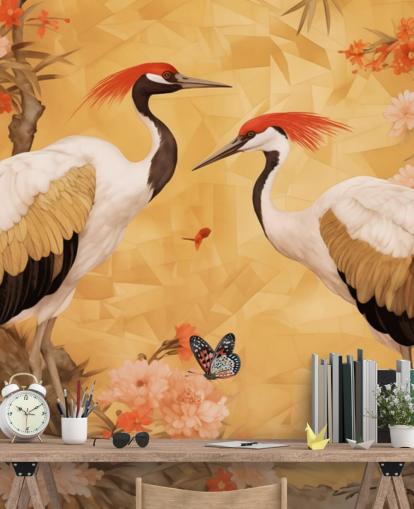 Des grues dansent dans la forêt japonaise Des grues dansent dans la forêt japonaise