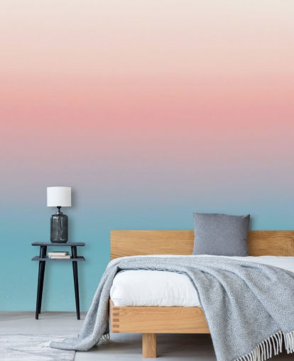 mural de papel de parede ombre azul e rosa chamado Coral Ombre