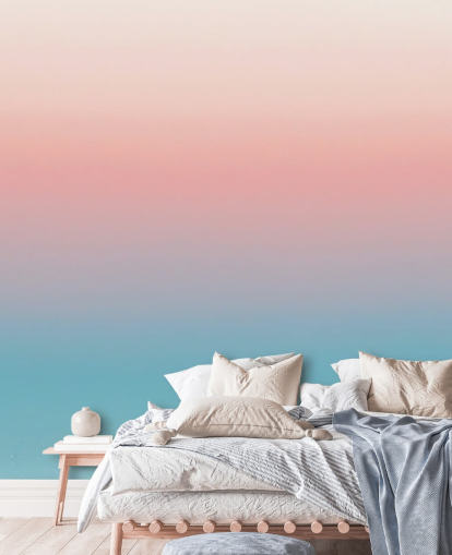 blå och rosa ombre tapetväggmålning kallad Coral Ombre blå och rosa ombre tapetväggmålning kallad Coral Ombre
