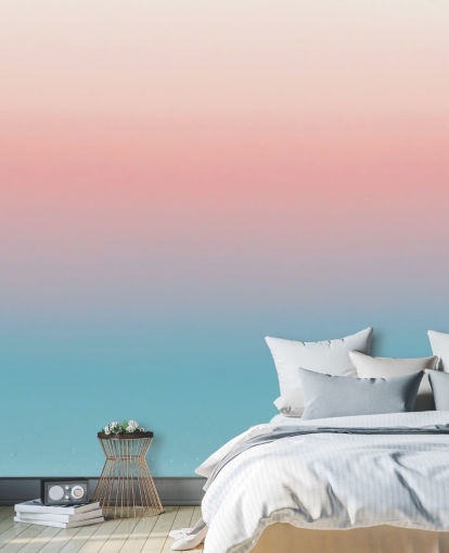 mural de papel pintado ombre azul y rosa llamado Coral Ombre