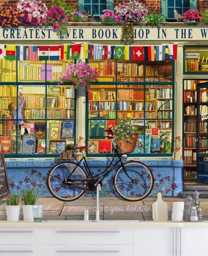 farverigt brugerdefineret facade tapet kaldet Greatest Bookshop af Garry Walton til plejehjem, skoler og biblioteker farverigt brugerdefineret facade tapet kaldet Greatest Bookshop af Garry Walton til plejehjem, skoler og biblioteker