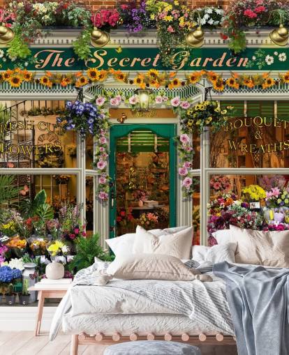 papier peint de façade personnalisé coloré appelé The Secret Garden par Garry Walton pour les maisons de retraite