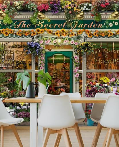 colorful custom facade wallpaper called The Secret Garden by Garry Walton for care homes colorful custom facade wallpaper called The Secret Garden by Garry Walton for care homes