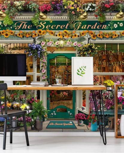 colorful custom facade wallpaper called The Secret Garden by Garry Walton for care homes colorful custom facade wallpaper called The Secret Garden by Garry Walton for care homes