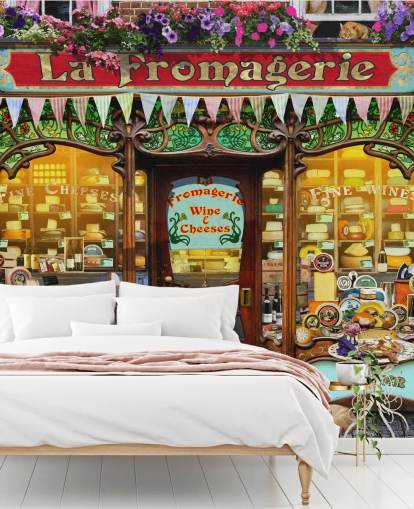 carta da parati murale colorata e personalizzabile per facciate chiamata La Fromagerie II di Garry Walton per case di cura carta da parati murale colorata e personalizzabile per facciate chiamata La Fromagerie II di Garry Walton per case di cura