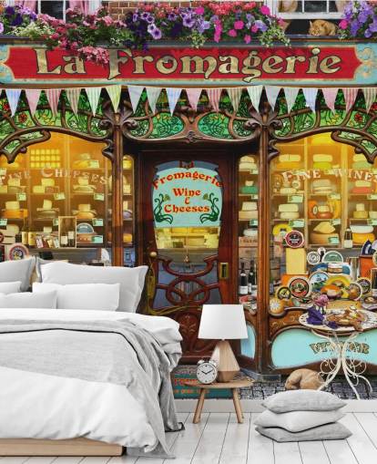 carta da parati murale colorata e personalizzabile per facciate chiamata La Fromagerie II di Garry Walton per case di cura carta da parati murale colorata e personalizzabile per facciate chiamata La Fromagerie II di Garry Walton per case di cura