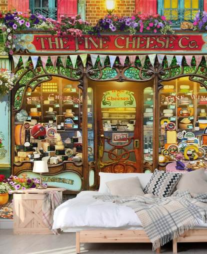 colorido papel pintado personalizado para fachadas llamado La Fromagerie de Garry Walton para residencias de ancianos