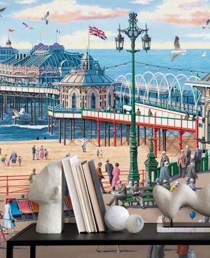 colorful customizable brighton wallpaper mural called Vintage Brighton by Victor McLindon for care homes colorful customizable brighton wallpaper mural called Vintage Brighton by Victor McLindon for care homes