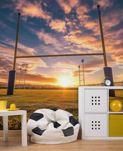 custom rugby wallpaper mural called Rugby Goal Posts for child's bedroom