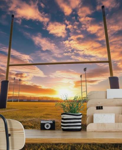 custom rugby wallpaper mural called Rugby Goal Posts for child's bedroom