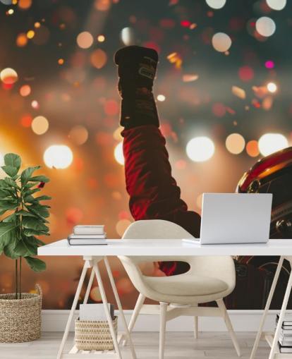 red and orange customisable american motorsport wallpaper mural called Race Winner for kid's bedrooms