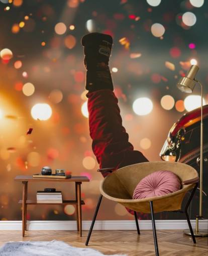 red and orange customizable american motorsport wallpaper mural called Race Winner for kid's bedrooms