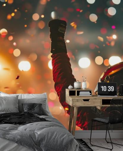 red and orange customisable american motorsport wallpaper mural called Race Winner for kid's bedrooms