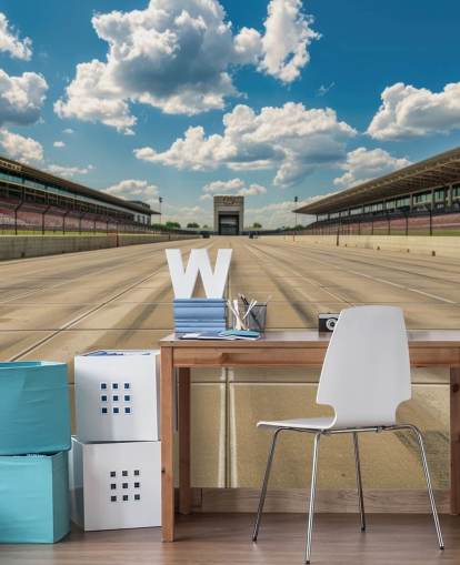 anpassad amerikansk motorsport tapetväggmålning som heter Indianapolis Motor Speedway Gateway One för tonåringens sovrum