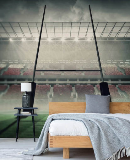 op maat gemaakte rugbybehangmuurschildering genaamd Placing the Ball voor kinderkamer of sportschool