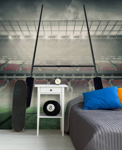 custom rugby wallpaper mural called Placing the Ball for child's bedroom or gym