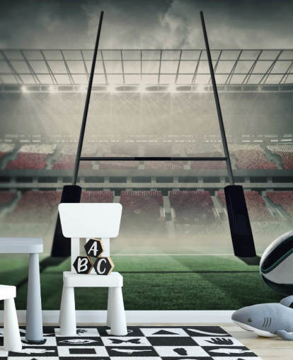 tilpasset rugby tapet veggmaleri kalt Plassering av ballen for barnets soverom eller treningsstudio