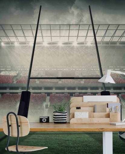 custom rugby wallpaper mural called Placing the Ball for child's bedroom or gym