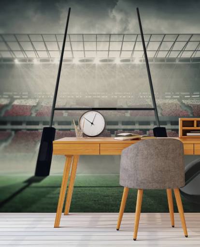 custom rugby wallpaper mural called Placing the Ball for child's bedroom or gym
