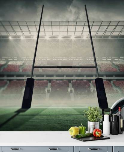 custom rugby wallpaper mural called Placing the Ball for child's bedroom or gym