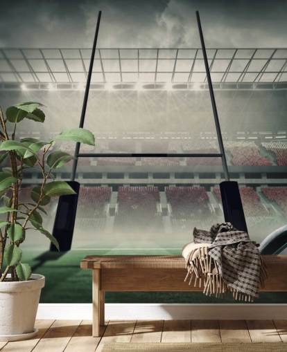 papier peint mural de rugby personnalisé appelé Placing the Ball pour chambre d'enfant ou salle de sport