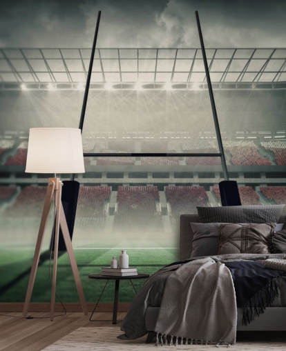 custom rugby wallpaper mural called Placing the Ball for child's bedroom or gym