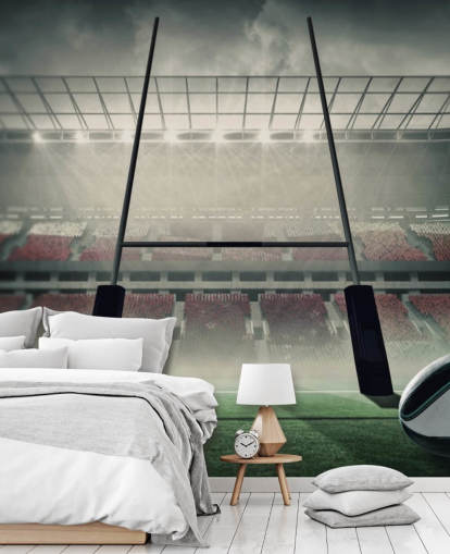 custom rugby wallpaper mural called Placing the Ball for child's bedroom or gym custom rugby wallpaper mural called Placing the Ball for child's bedroom or gym
