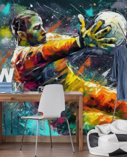 fresque murale colorée de football appelée Football Goalkeeper Illustration pour les chambres d'enfants