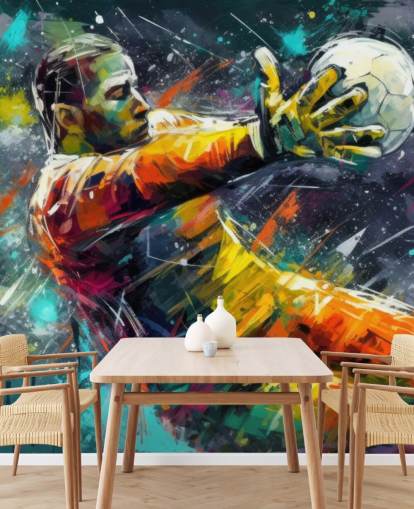 fresque murale colorée de football appelée Football Goalkeeper Illustration pour les chambres d'enfants