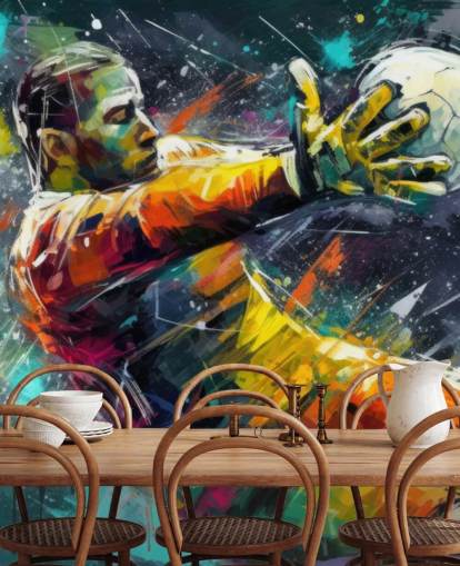 fargerikt fotball veggmaleri kalt Football Keeeper Illustration for barnas soverom fargerikt fotball veggmaleri kalt Football Keeeper Illustration for barnas soverom