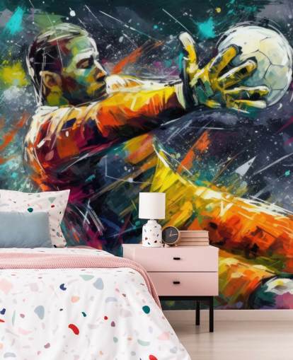 colourful football wall mural called Football Goalkeeper Illustration for children's bedrooms