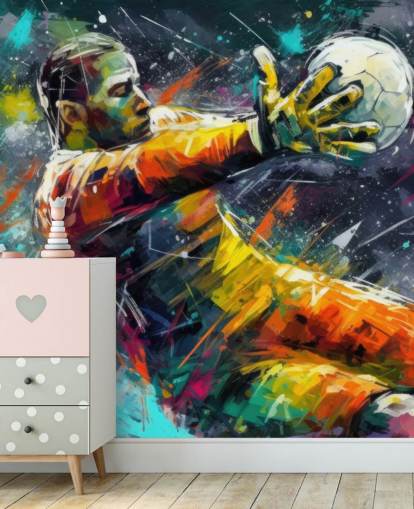 mural de parede de futebol colorido chamado Football Goalkeeper Illustration para quartos infantis mural de parede de futebol colorido chamado Football Goalkeeper Illustration para quartos infantis