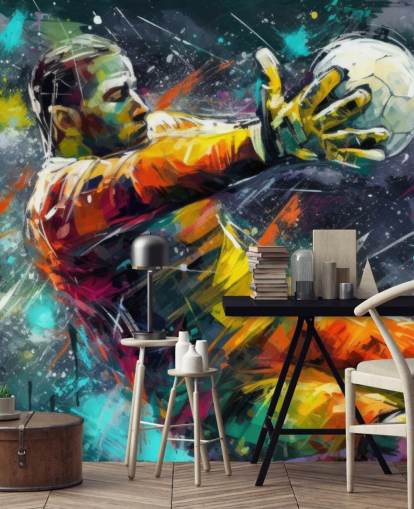 colorful football wall mural called Football Goalkeeper Illustration for children's bedrooms colorful football wall mural called Football Goalkeeper Illustration for children's bedrooms
