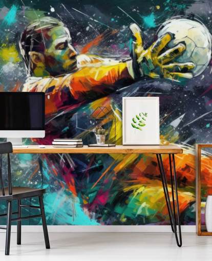 colourful football wall mural called Football Goalkeeper Illustration for children's bedrooms