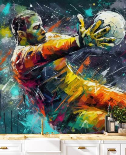 colorful football wall mural called Football Goalkeeper Illustration for children's bedrooms colorful football wall mural called Football Goalkeeper Illustration for children's bedrooms