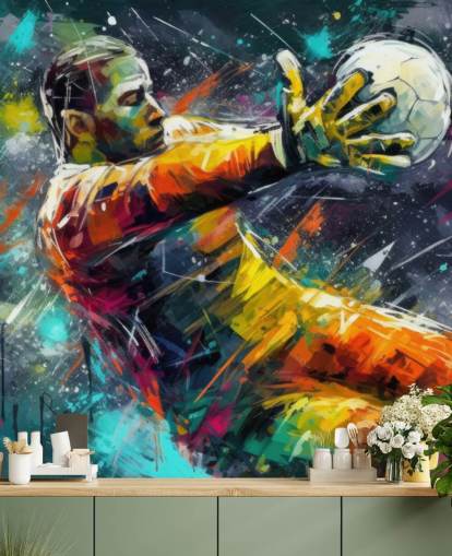 colorido mural de pared de fútbol llamado Football Goalkeeper Illustration para dormitorios infantiles colorido mural de pared de fútbol llamado Football Goalkeeper Illustration para dormitorios infantiles