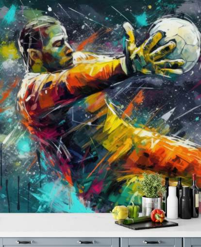 fresque murale colorée de football appelée Football Goalkeeper Illustration pour les chambres d'enfants