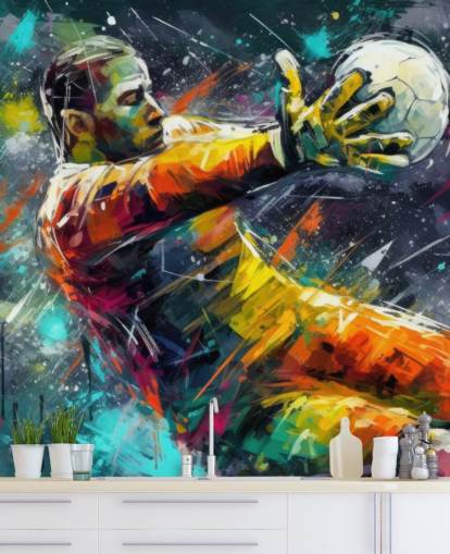 colorful football wall mural called Football Goalkeeper Illustration for children's bedrooms colorful football wall mural called Football Goalkeeper Illustration for children's bedrooms