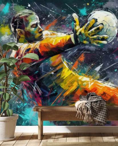 fresque murale colorée de football appelée Football Goalkeeper Illustration pour les chambres d'enfants