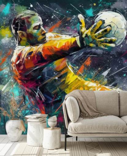 fresque murale colorée de football appelée Football Goalkeeper Illustration pour les chambres d'enfants
