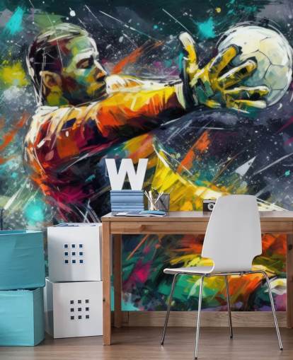 colourful football wall mural called Football Goalkeeper Illustration for children's bedrooms colourful football wall mural called Football Goalkeeper Illustration for children's bedrooms