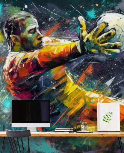 färgglad fotboll väggmålning som heter Football Goalkeeper Illustration för barnens sovrum färgglad fotboll väggmålning som heter Football Goalkeeper Illustration för barnens sovrum