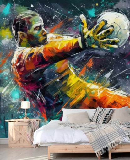 colourful football wall mural called Football Goalkeeper Illustration for children's bedrooms colourful football wall mural called Football Goalkeeper Illustration for children's bedrooms