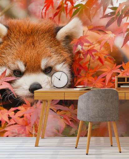 rød tilpasselig panda tapet vægmaleri kaldet Red Panda i efteråret til hjem og kontorer 