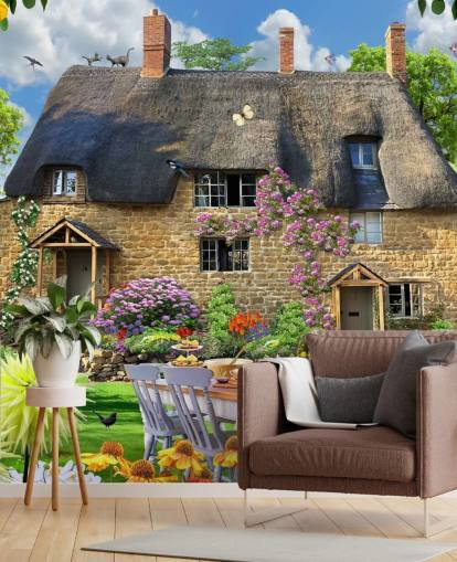 papier peint mural coloré personnalisé appelé Bakers Cottage par Howard Robinson pour les maisons de retraite