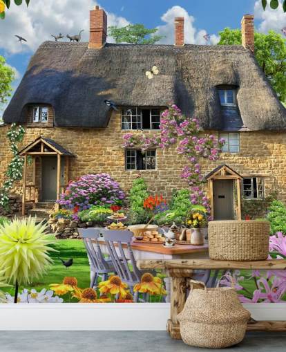 papier peint mural coloré personnalisé appelé Bakers Cottage par Howard Robinson pour les maisons de retraite