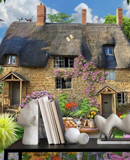 Buntes individuelles Cottage-Tapeten-Wandbild namens Bakers Cottage von Howard Robinson für Pflegeheime